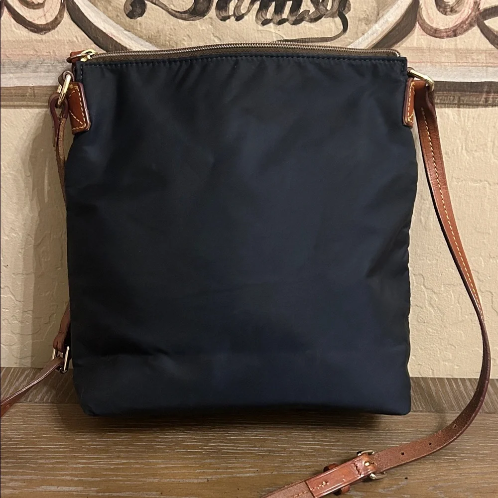 Dooney & Bourke Navy Nylon Crossbody with Brown Leather Trim - Picture 2 of 7